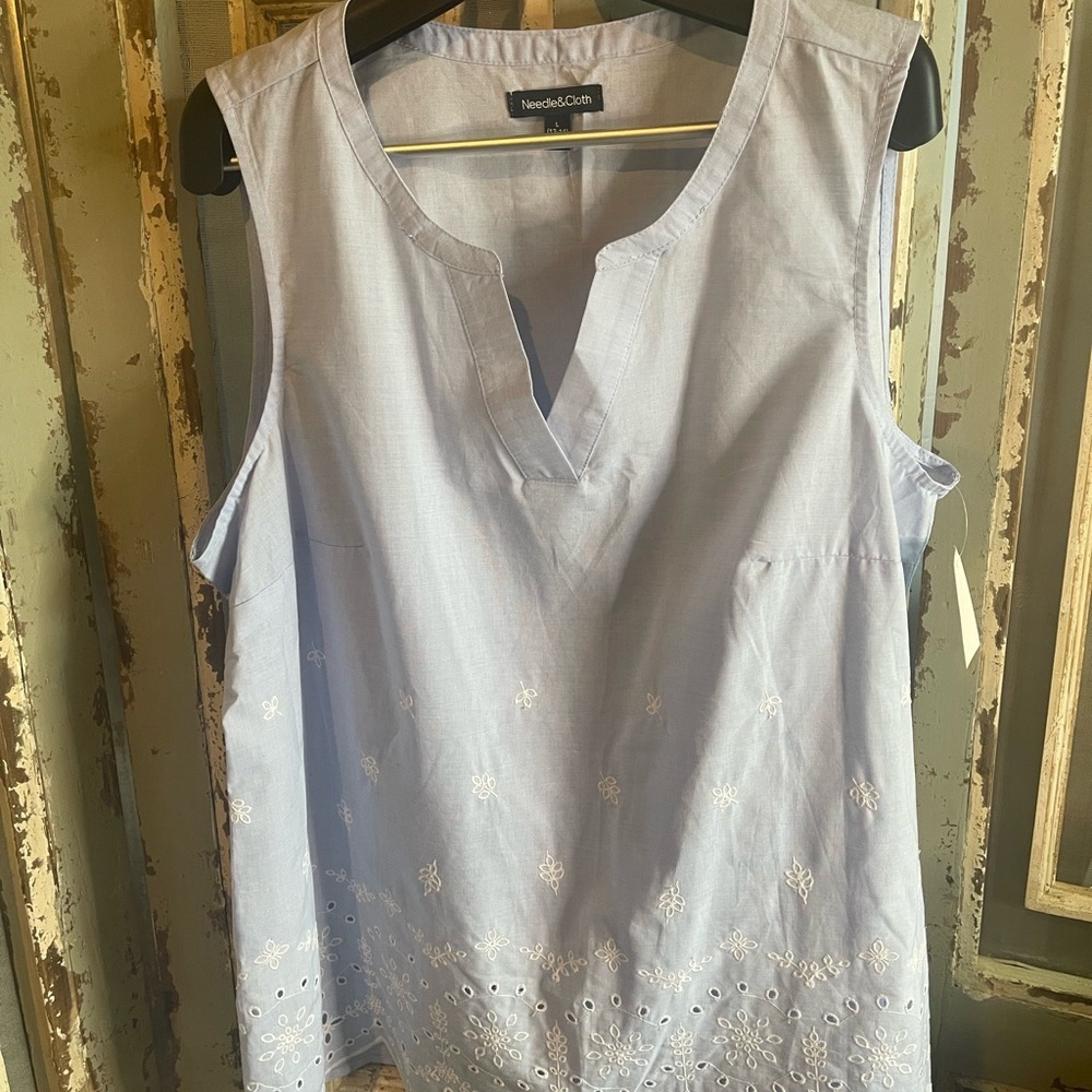 Sky Blue Embroidered Blouse